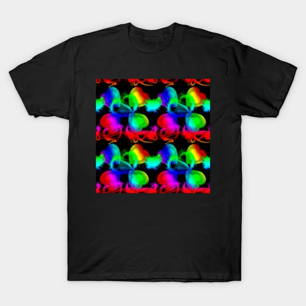 Funky Rainbow Hearts With Black Background T-Shirt by NeavesPhoto